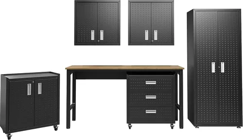 Miniatura 35 de Manhattan Comfort Fortress - Armario de almacenamiento flotante para garaje, negro/gris