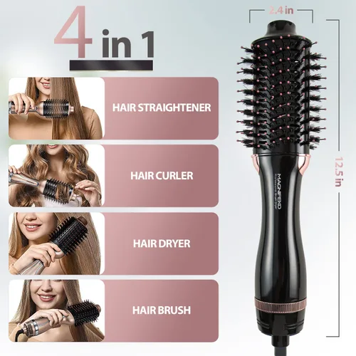 Miniatura 4 de Cepillo secador de pelo redondo - Cepillo secador de aire caliente para mujeres para secar el cabello, peinar y dar volumen (negro)