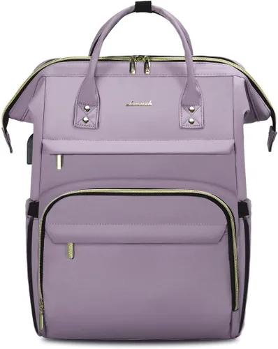 Miniatura 31 de LOVEVOOK Mochila para laptop para mujer con bolsillo gigante para vasos, mochila de viaje impermeable de 15.6 pulgadas, bolsa de computadora