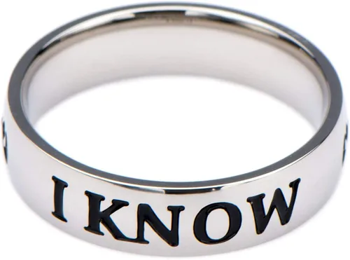 Miniatura 2 de Star Wars Anillo de acero inoxidable con texto en inglés "I Love YouI Know Talla 12, Plástico