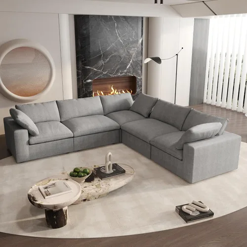 Miniatura 20 de Cloud - Sofá modular convertible de 80.3 pulgadas en forma de L para sala de estar con otomana de almacenamiento, sofás profundos minimalistas