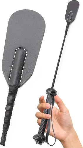 Miniatura 9 de Sex Whip 18" Black Flogger 27" BDSM Starter Kit Floggers y Paletas y Látigos Sexo Flogger de cultivos negros