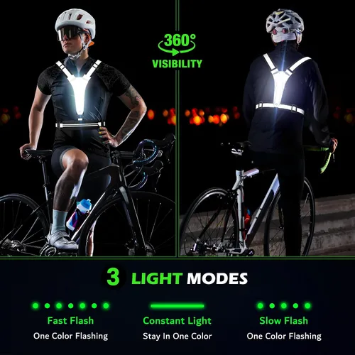 Miniatura 7 de Ylzzrs Chaleco reflectante LED para correr, chaleco de correr recargable por USB, soporte para teléfono para corredores, caminatas nocturnas, 6-11