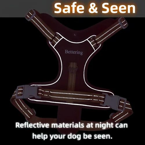 Miniatura 5 de Arnés negro para perro sin tirones con 2 clips para correa, acolchado suave ajustable, chaleco reflectante Oxford sin estrangulamiento para mascotas