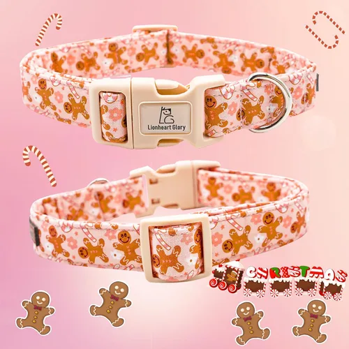 Miniatura 4 de Collar de perro de Navidad de Lionheart glory Collar de Jengibre Hombre Collar de perro ajustable Collares de perro suaves para perros rosa Collares
