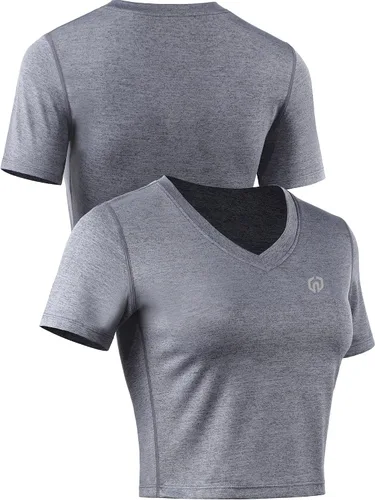 Miniatura 4 de Neleus Camisetas cortas sin mangas para mujer, ajuste seco, para entrenamiento, paquete de 3