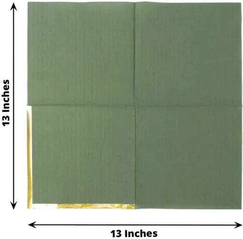 Miniatura 3 de Efavormart 50 Pack Servilletas de papel para fiestas de 2 capas suaves verde oliva con borde dorado de oro, servilletas para cenas, cócteles