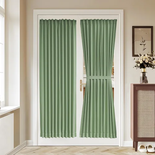 Miniatura 46 de Vatge - Cortinas autoadhesivas para puerta francesa, tratamiento de ventana con filtro de luz sin varillas ni perforaciones para puertas de cristal