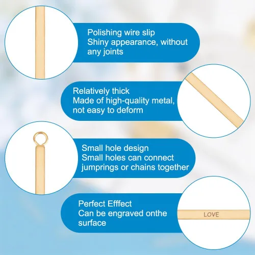 Miniatura 5 de UNICRAFTALE Metal Bar Charms Stainless Steel Bar Pendants Golden & Stainless Steel Color Charms Metal Necklace DIY Pendant for Earrings Jewelry