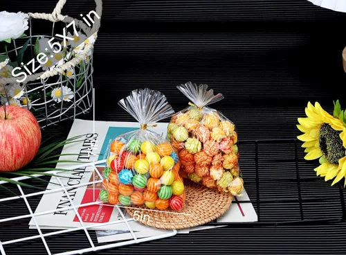 Miniatura 5 de OYAVISR Bolsas transparentes para caramelos, 200 unidades, celofán de 5 x 7 pulgadas, regalo de fiesta, dulces, pasteles, bolsas de manzana, celofán