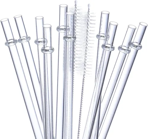 Miniatura 9 de Paquete de 24 popotes de plástico reutilizables altamente transparentes con 4 cepillos de limpieza, popotes de 10.5 pulgadas de largo, popote