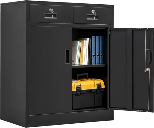 Miniatura 12 de CJF Gabinete de almacenamiento de metal, armario de almacenamiento de 36 pulgadas de alto con estantes y puertas, gabinetes de metal para oficina