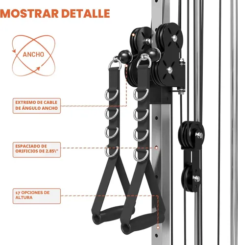Miniatura 4 de Mikolo Wall Mount Cable Station, Cable Crossover Machine with Dual Pulley System and 19 Adjustable Positions for Home Gym Fitness Equipment Dorado