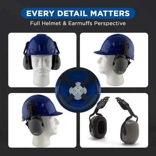 Miniatura 8 de Ridgeline - Casco de seguridad estilo gorra con orejeras incluidas, casco azul