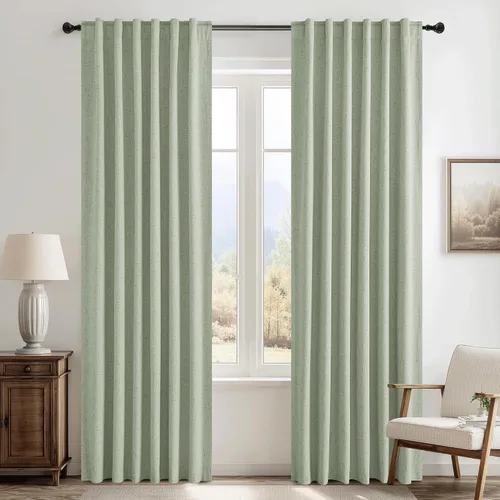 Miniatura 25 de RYB HOME Cortinas cortas opacas 100% marrones, 45 pulgadas de largo, 52 pulgadas de ancho, bloqueo de luz y aislamiento térmico para cocina