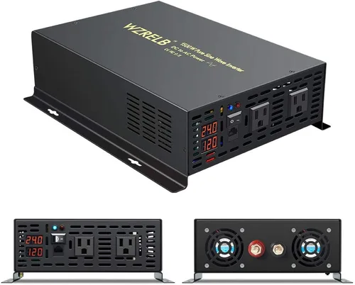 Miniatura 9 de WZRELB Inversor de corriente de onda sinusoidal pura de 500 W 12 V 120 V con 2 salidas de CA con control remoto con cable (RBP-50012WR)