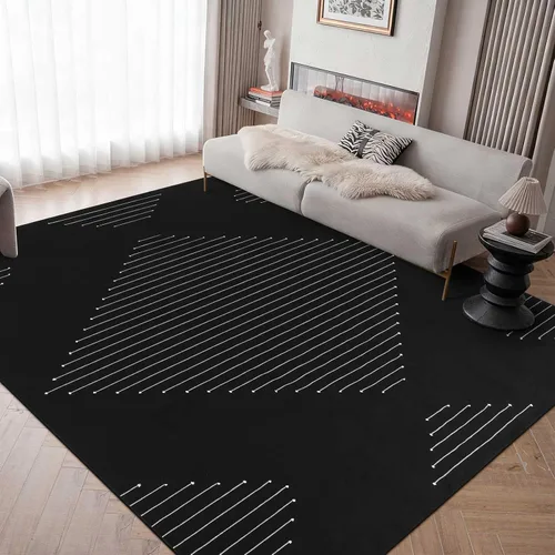 Miniatura 22 de LIVEBOX - Alfombra boho negra de 5 x 7 pies, grande y lavable para sala de estar, alfombra de algodón marroquí para dormitorio, interior y exterior