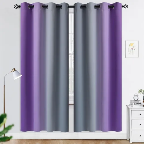 Miniatura 98 de COSVIYA Cortinas 100% Opacas Azul Degradado con Lazos Ajustables para Cocina Aislamiento Térmico Oscurecimiento de Habitación Cenefa con Bolsillo