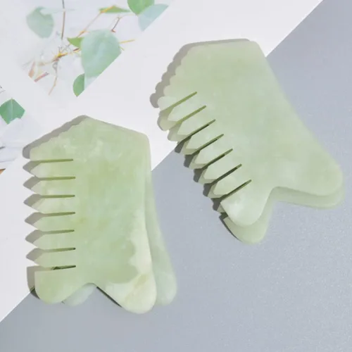 Miniatura 6 de Healifty Masajeador de cuero cabelludo con peine de jade, peine masajeador de cabello de jade verde natural para masaje de cabeza y relajación