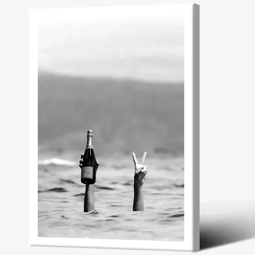 Miniatura 11 de Acqooeakt Arte de pared vintage de moda en blanco y negro Arte feminista de mujeres sexys en el lago Arte de dedo medio feminista Impreso en lienzo