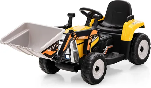Miniatura 10 de HONEY JOY Coche de paseo eléctrico de 12 V con control remoto, tractor de batería para niños pequeños con rodillo de tambor ajustable, bocina y Azul