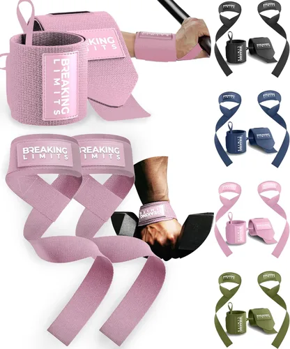 Correas de gimnasio Breaking Limits Correas de levantamiento de peso para muñecas Paquete – Correas de levantamiento para entrenamiento para peso