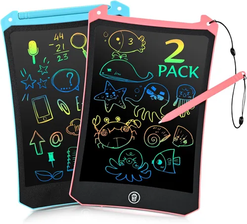 EooCoo Juguetes para niños pequeños, tableta de escritura LCD para niños, paquete de 2 unidades, almohadilla de dibujo esencial de viaje para niños,