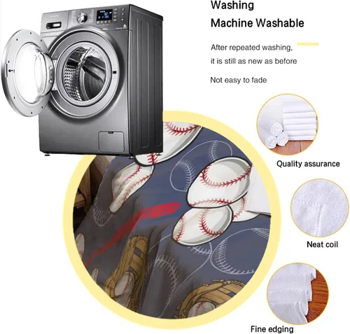 Miniatura 7 de Manta de béisbol suave y cálida para niños y adultos, manta de franela de lujo ligera y acogedora para sofá, cama, sofá, 50 x 40 pulgadas