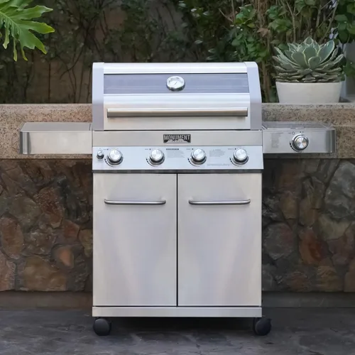 Miniatura 2 de Monument Grills - Parrilla convertible más grande de 4 quemadores de gas natural, parrilla de propano estilo gabinete de acero inoxidable, controles