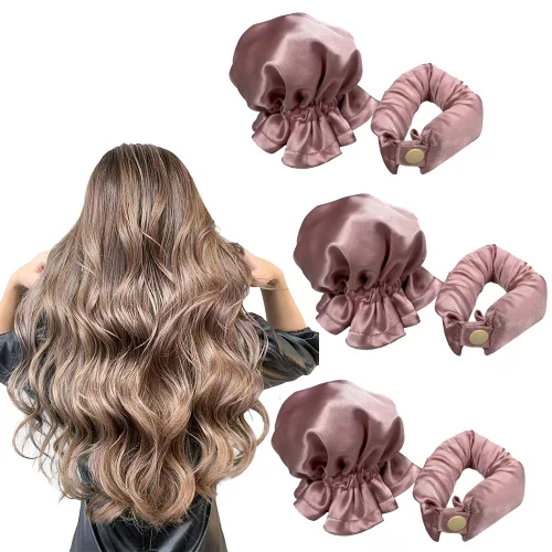 6 rodillos de pelo para rizos sin calor con gorras de pelo, 3 juegos de rizadores de cabello sin calor, diadema suave para dormir durante la noche,