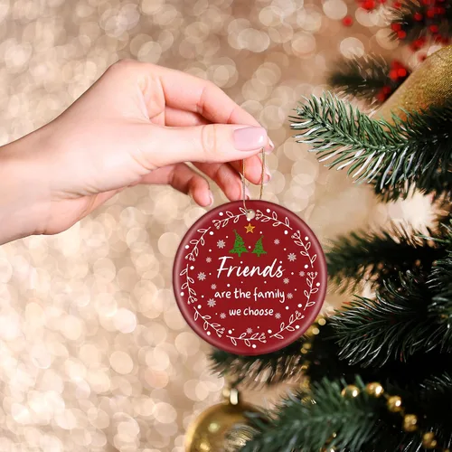 Miniatura 5 de Adornos de Navidad para Amigos, Regalos para Mujeres y Hombres - Adornos de Cerámica para Árbol de Navidad de 3", Adornos de Amistad para Mejores