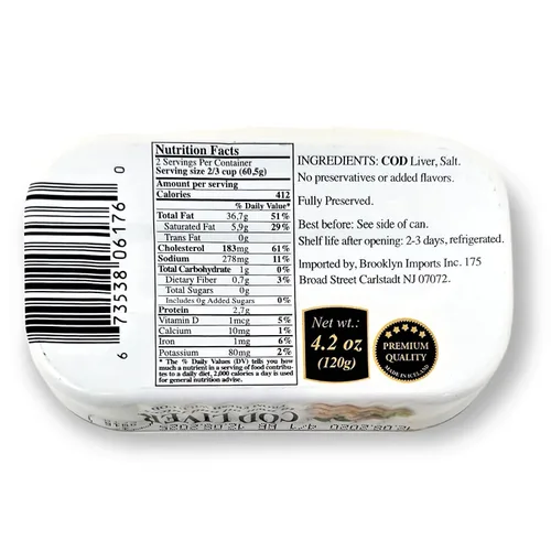 Miniatura 4 de Belveder Aceite de Hígado de Bacalao Salvaje Islandés 120g Lata