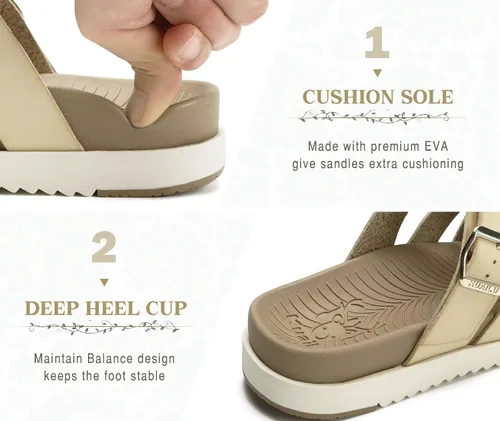 Miniatura 6 de KuaiLu Sandalias de gladiador para mujer con cómodo soporte de arco para verano, playa, vacaciones, caminar, viajes, pescador, toboganes, trajes