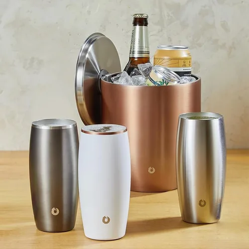 Miniatura 6 de SNOWFOX Vaso de cerveza de acero inoxidable con aislamiento al vacío de alta calidad, accesorios de bar en casa, elegante bartending, vasos de pinta