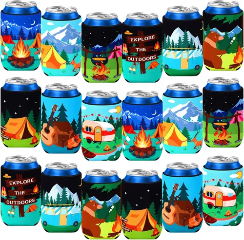 Miniatura 21 de 18 fundas plegables para enfriar latas de béisbol Insulated Neoprene, Beer Drink Beverage Can Bottle Cooler Sleeves, Sports Birthday Party