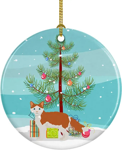 Miniatura 158 de Caroline's Treasures Adorno de cerámica con texto en inglés "Merry Christmas" para colgar en el árbol de Navidad, decoración para el hogar, Navidad