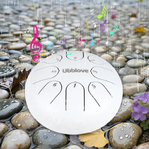 Miniatura 4 de Ubblove Instrumentos de tambor de lengua de acero: 6 pulgadas 8 notas clave de C Metal Steel Drums con bolsa - Instrumento de percusión Educación