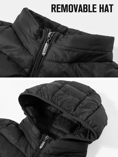 Miniatura 2 de YKR Chaleco acolchado para hombre, chaleco de plumón de invierno, con capucha, cremallera, sin mangas, con bolsillos