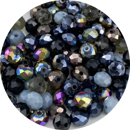 500 piezas de cuentas de cristal de vidrio facetado de 4 mm con agujero para pulseras, collares, aretes, joyería DIY, manualidades (Serie Negra)