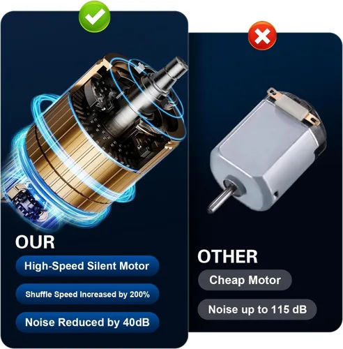 Miniatura 9 de Trasladador de cartas silencioso y recargable de 2 barajas, barajador eléctrico silencioso automático de 2000 mAh, naipes, Texas Hold'em, póker