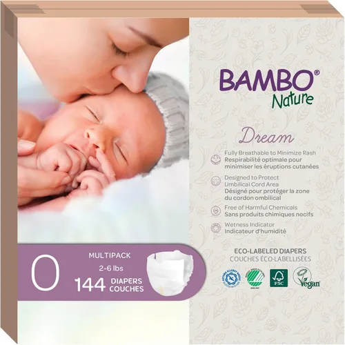Miniatura 18 de Bambo Nature Pañales hipoalergénicos Dream Baby, pañales sostenibles con etiqueta ecológica de primera calidad, protección mejorada contra fugas