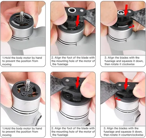 Miniatura 3 de Compatible con Mavic Air 2 Hélices de fibra de carbono, cuchillas de bajo ruido, accesorios de repuesto de hélices silenciosas 7238, accesorios