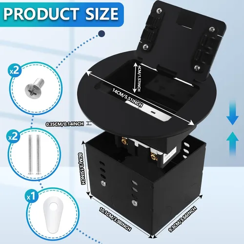 Miniatura 3 de Kit de Enchufe Circular Empotrado en Piso con 2* 20 Amperios de Acero Inoxidable GFCI, Receptáculo a Prueba de Manipulaciones, Hardware Resistente a
