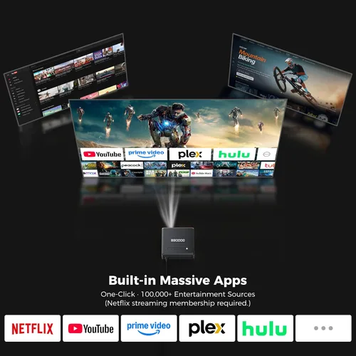 Miniatura 10 de GooDee Proyector Inteligente 4K con WiFi y Bluetooth - 3000 ANSI UHD, Enfoque Automático ToF Keystone MEMC, Proyector de Video de Cine en Casa