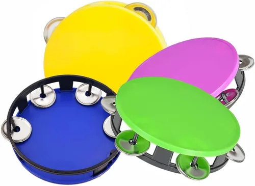 Miniatura 3 de The Dreidel Company Panderetas para niños, pandereta de 5.5 pulgadas de colores surtidos, anillo de metal Jingles de percusión musical educativo