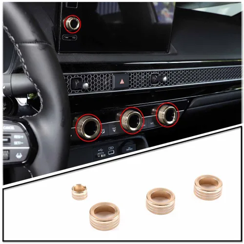 Miniatura 10 de Cubiertas de perilla de volumen de aire acondicionado de consola central para Honda Civic 2022/Honda CRV 2023, 4 piezas de aleación de aluminio A/C