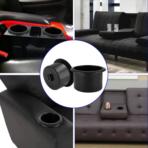 Miniatura 5 de Waziaqoc 2 piezas de portavasos para sillón reclinable, diámetro 86 mm, inserto de reemplazo de plástico para sofá, mesa, RV, coche, barco, altura