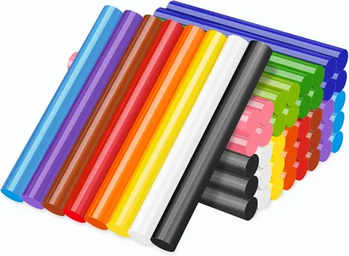 Manarty Barras de pegamento caliente de colores tamaño completo, 48 unidades de 0.43 pulgadas de diámetro x 4 pulgadas de largo, 12 barras de