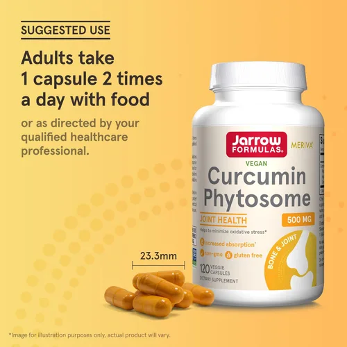 Miniatura 7 de Jarrow Formulas Fitosoma de curcumina 500 mg - Formulado con Meriva - Suplemento de apoyo antioxidante - Salud y apoyo articular - 120 cápsulas