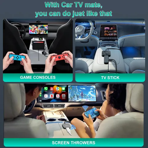 Miniatura 7 de Car TV Mate Max con CarPlay inalámbrico y adaptador automático de Android, convertidor Fire TV Stick para coche, adaptador multimedia HDMl HD 3 en 1